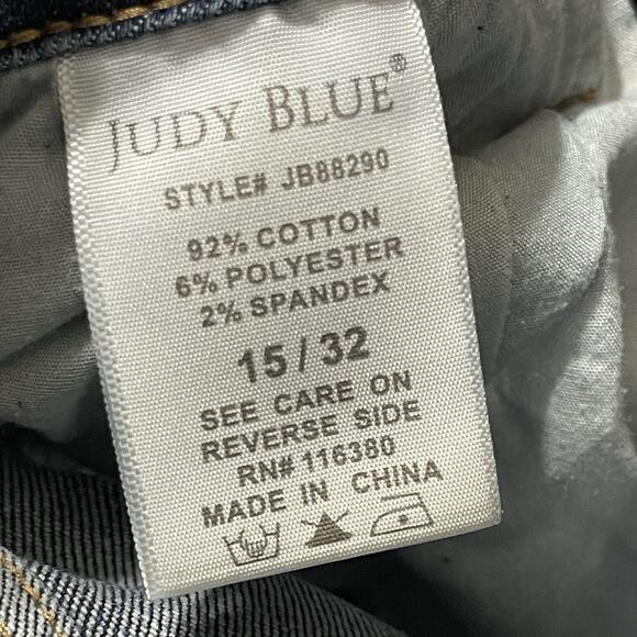 Judy Blue Slim Boot Cut Jeans Size 15/32 Dark Wash Stretch Distressed - Picture 5 of 7